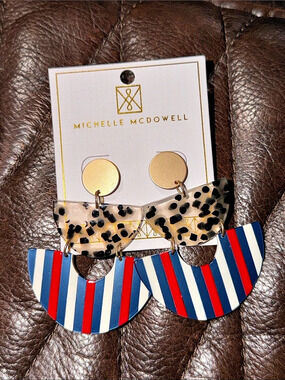 Michelle McDowell Emory Bay Stud Earrings Striped Stud Earrings in Blue & Red